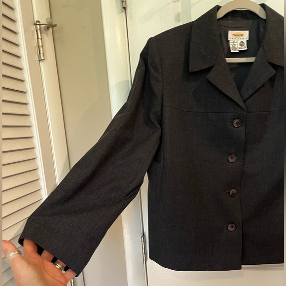 Talbot’s Petites Cropped 100% Wool Blazer Charcoal Gray Sz 14P - Picture 5 of 13